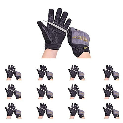 herren handschuhe größe 12 Handandy Arbeitshandschuhe für Herren, 12 Paar, schnittfeste Mechanikerhandschuhe der Stufe 5, reiß- und abriebfeste Handschuhe 6077