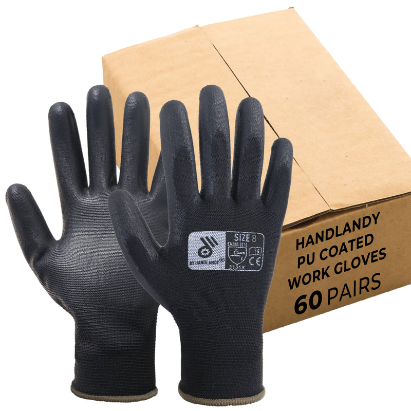 HLDD HANDLANDY PU Coated Safety Work Gloves, 6/12/60 Pairs Work Gloves 1129