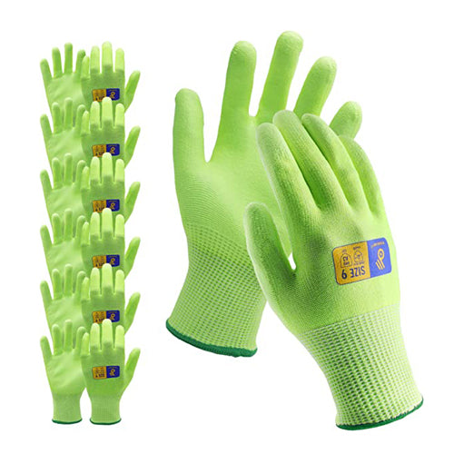 Handlandy Bundle: 3 Pairs ANSI Level 5 with 6 Pairs ANSI Level 3 Cut Resistant Gloves, PU Coated Work Gloves Gardening Gloves
