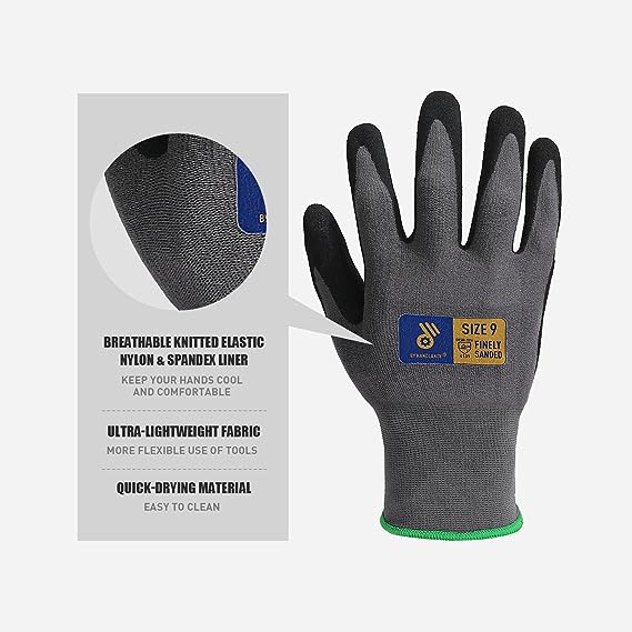 gardening gloves that keep hands clean Handlandy Sandy Nitrile Coated Gloves Gardening Breathable 1132 (6 Pairs) Size 8 / 6 Pairs