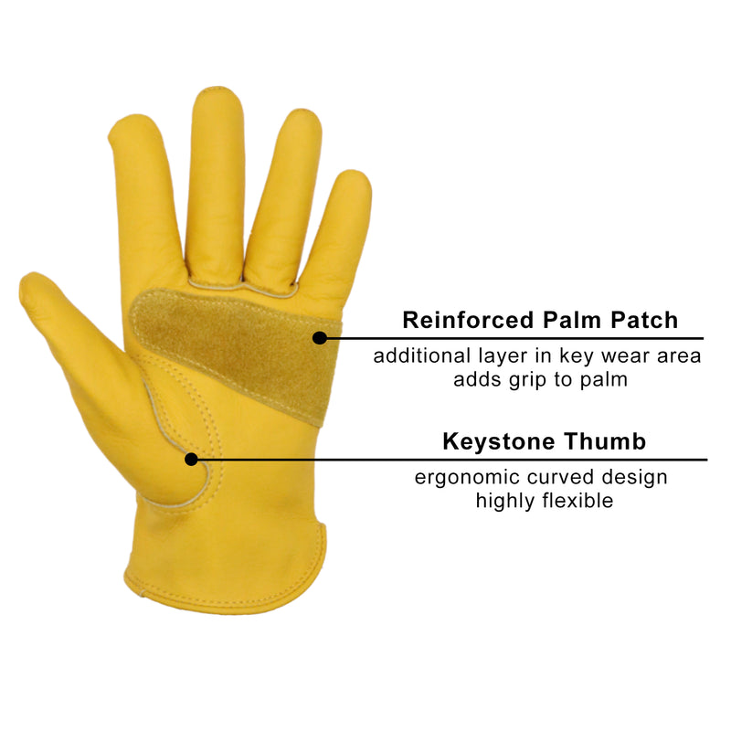 HANDLANDY Bundle: 2 Pairs Cowhide Leather Work Gloves with 1 Pairs Long Gardening Gloves