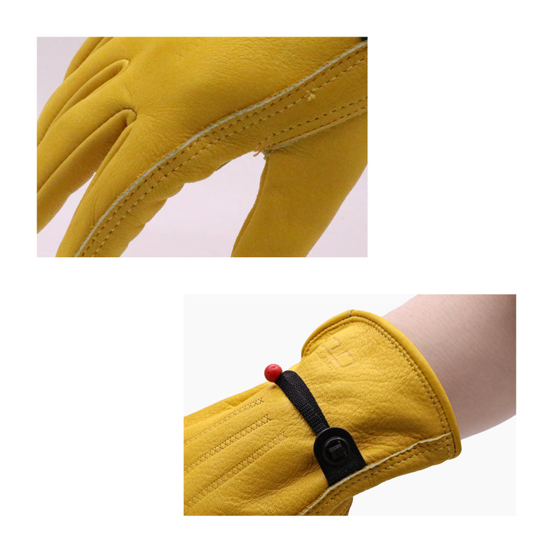 HANDLANDY Bundle: 2 Pairs Cowhide Leather Work Gloves with 1 Pairs Ultralight Work Gloves