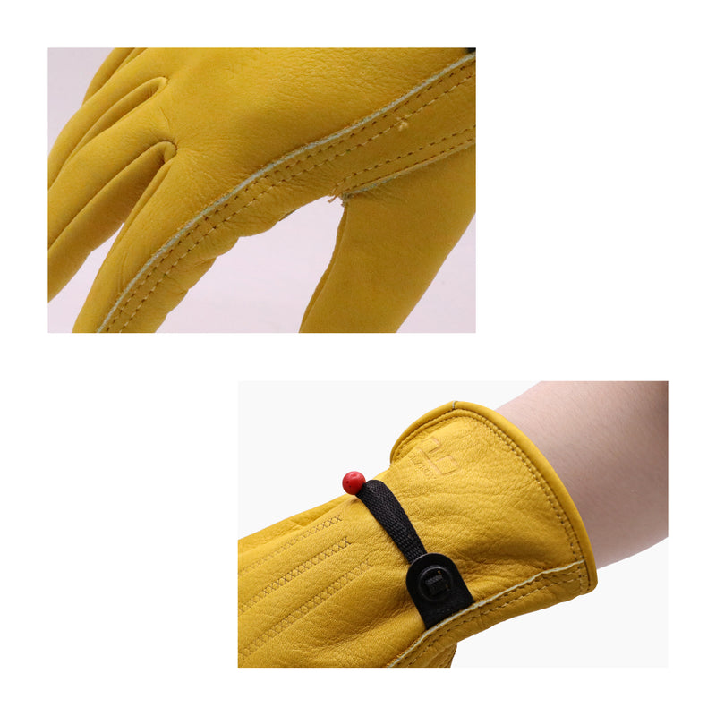 HANDLANDY Bundle: 2 Pairs Cowhide Leather Work Gloves with 1 Pairs Breathable Utility Work Gloves