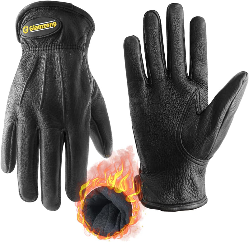 Handlandy Winter Warm Deerskin Leather Work Gloves 3M Lining 1245