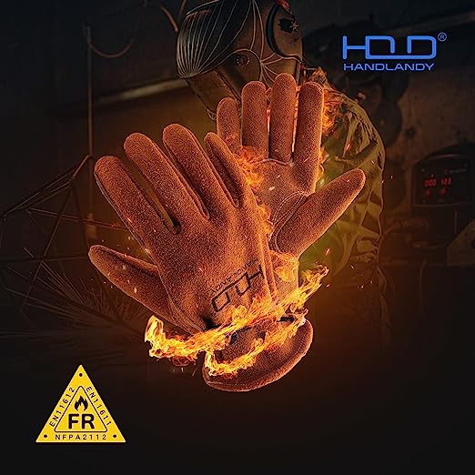 HANDLANDY Deerskin Welding Gloves Heat Fire Resistant Forge 1292
