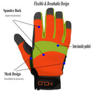 Handlandy Men Work Glove Hi-vis Reflective Synthetic Leather Palm 5805 (6/12 Pairs)