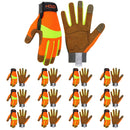 Handlandy Men Work Glove Hi-vis Reflective Synthetic Leather Palm 5805 (6/12 Pairs)