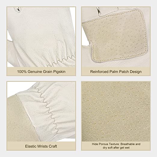 HANDLANDY Bundle: 2 Pairs Long Sleeve Leather Gardening Gloves, Gardening Gloves for Women