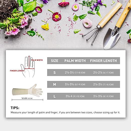Handlandy Bundle - 2 Pairs: Beige Rose Pruning Long Gardening Gloves, Pink Ladies 3D Mesh Pigskin Yard Work Leather Gloves