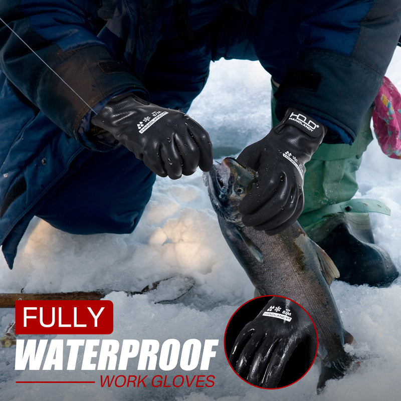 HANDLANDY Waterproof Work Gloves for Cold Weather, Insulated Winter Freezer Work Gloves with Grip for Men Women 11175