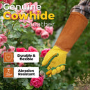 HANDLANDY Long Gardening Gloves for Men & Women, Cowhide Leather Rose Pruning Gloves, Breathable Thorn Proof Gauntlet Glove  5220