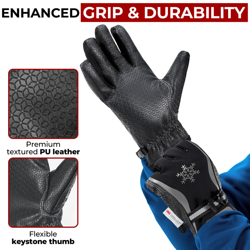 HANDLANDY Winter Work Gloves for Men Women, 3M Thinsulate Insulated, Waterproof Thermal Touchscreen Warm Grip Gloves for Cold Weather, Skiing, Snowboarding, Hiking 8040