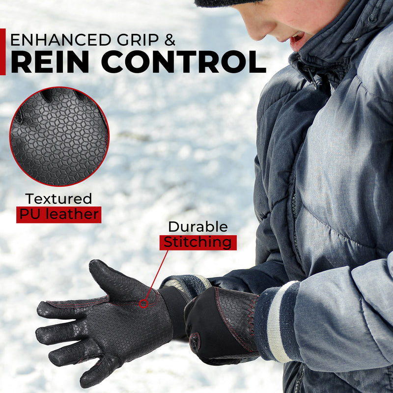 HANDALNDY Horse Riding Gloves, Equestrian Gloves Kids for Girls Boys, Horseback Riding Gloves with Fleece Lined for Riding, Biking, Cycling KS825