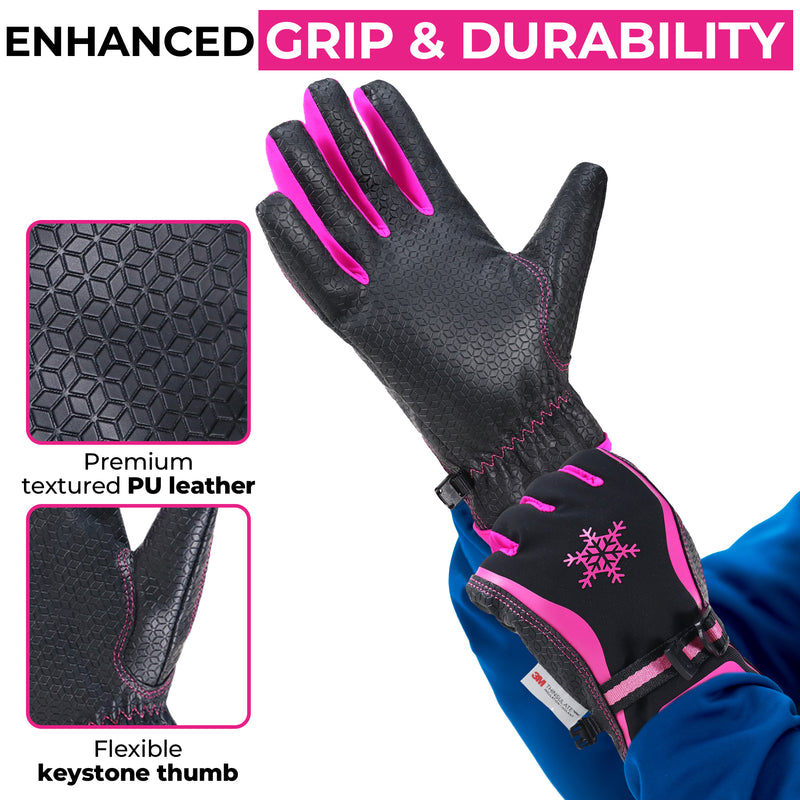 HANDLANDY Winter Work Gloves for Men Women, 3M Thinsulate Insulated, Waterproof Thermal Touchscreen Warm Grip Gloves for Cold Weather, Skiing, Snowboarding, Hiking 8040