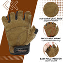 HANDLANDY  Fingerless Work Gloves for Men, Half Finger Working Glove Grip Shock-Absorbing Breathable Uwrist TPR Anti-collision Gloves for Mens & Women6355 6358