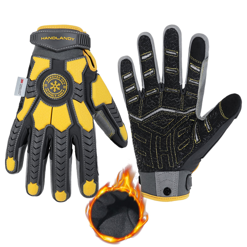 HLDD HANDLANDY Gloves For Protection Against Accidents, Insulated Winter Work Gloves for Men, 3m Thinsulate Thermal Impact Gloves with Touchscreen for Cold Weather 6102/6103/6105