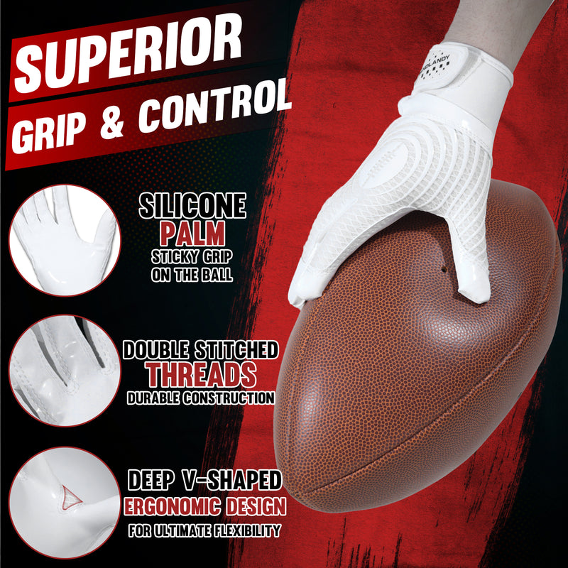 HANDLANDY  Football Gloves, Sticky Receiver Gloves,Super Grip Football Glove Best Gift for Men,Women,Boys,Girls S805