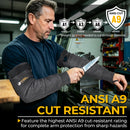 HANDLANDY ANSI A9 Cut-Resistant Arm Sleeves, Adjustable Strap & Thumb Loop 1183-BK