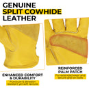 HANDLANDY Leather Work Gloves for Men & Women, Reinforced Durable Garden Gloves, Cowhide Working Glove for Gardening, Landscaping, Yard Work & Driving 1211/12123