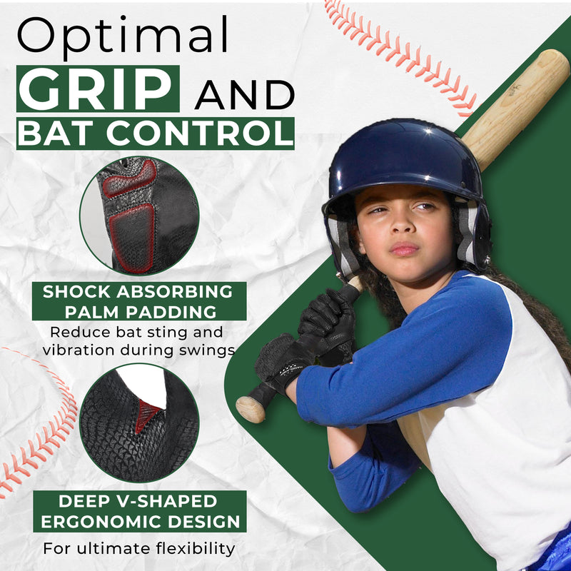 HANDLANDY Baseball Batting Gloves for Adult Youth, Grip Breathable Softball Batting Gloves Fit Men Kids Boys Girls 836