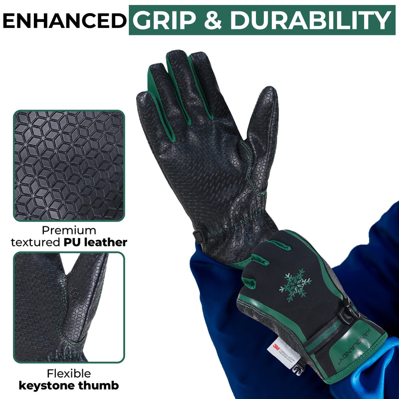 HANDLANDY Winter Work Gloves for Men Women, 3M Thinsulate Insulated, Waterproof Thermal Touchscreen Warm Grip Gloves for Cold Weather, Skiing, Snowboarding, Hiking 8040