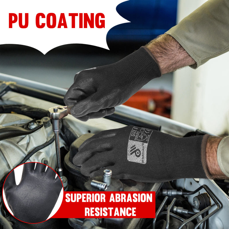 HLDD HANDLANDY PU Coated Safety Work Gloves, 6/12/60 Pairs Work Gloves 1129