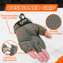 HANDLANDY Fingerless Work Gloves for Men, Padded Impact Tactical Mechanics Gloves 6313