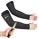 HANDLANDY ANSI A9 Cut-Resistant Arm Sleeves, Adjustable Strap & Thumb Loop 1183-BK