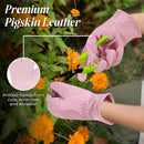 Handlandy Women Gardening Work Gloves Pigskin Comfort Dexterity 5123 5124