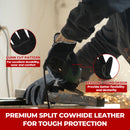 HANDLANDY Leather Work Gloves for Men and Women, Utility Tough Cowhide Glove for Gardening 12121