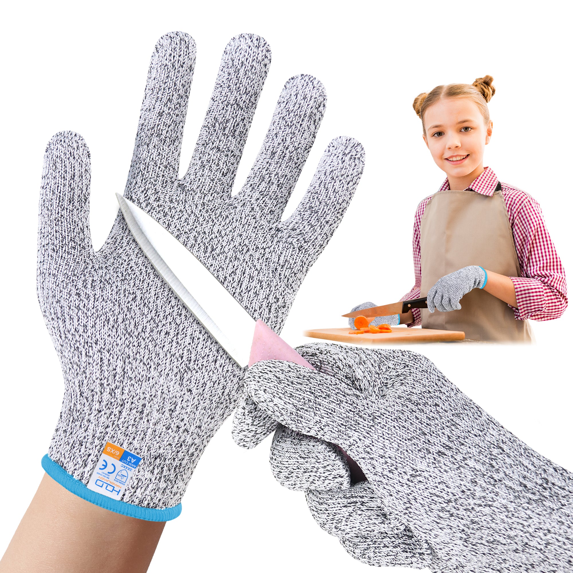 HANDLANDY Cut Resistant Gloves for Adult & Kids, Food Grade Anti-Cut S