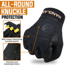 HANDLANDY Tactical Leather Gloves for Men, Cowhide Palm with Knuckle Guard T104