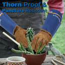 HANDLANDY Long Gardening Gloves for Men Women, Thorn Proof Rose Pruning Leather Gardening Weeding Yard Gauntlet Glove, Best Gardener Gift 5209