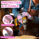 HANDLANDY Womens Work Gloves Safety Moving Utility Yard Pink 6035GP