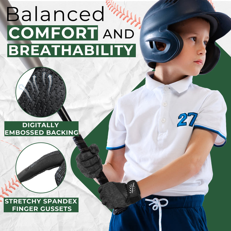 HANDLANDY Baseball Batting Gloves for Adult Youth, Grip Breathable Softball Batting Gloves Fit Men Kids Boys Girls 836