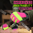 HANDLANDY Hi-vis Reflective Work Gloves for Women, Anti Vibration Gloves for Mowing, Power Tools 6304