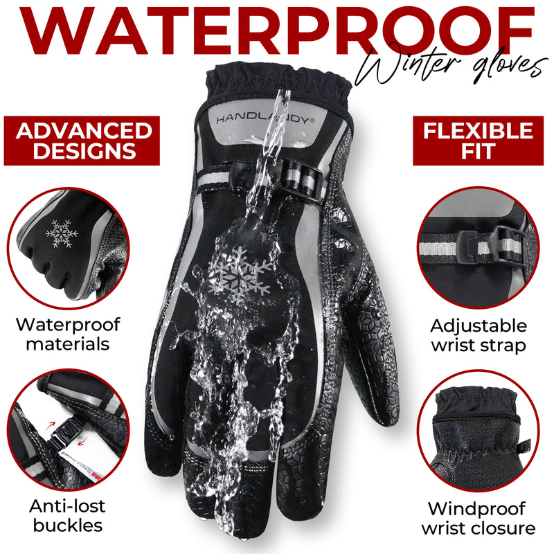 HANDLANDY Winter Work Gloves for Men Women, 3M Thinsulate Insulated, Waterproof Thermal Touchscreen Warm Grip Gloves for Cold Weather, Skiing, Snowboarding, Hiking 8040