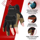 HANDLANDY  Fingerless Work Gloves for Men, Half Finger Working Glove Grip Shock-Absorbing Breathable Uwrist TPR Anti-collision Gloves for Mens & Women6355 6358