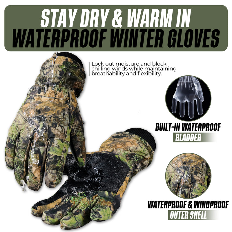 HANDLANDY Winter Gloves for Men Women - 3M Thinsulate Insulated Waterproof Camo Hunting Cold Weather Gloves, for Hiking, Skiing, Fishing, Outdoor Work, Best Winter Gift 8041