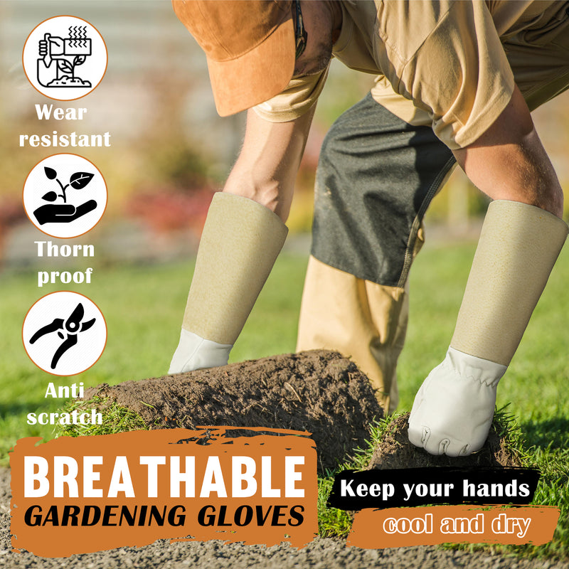 rostaing leather gardening gloves HANDLANDY Pruning Gloves Long for Men & Women, Pigskin Leather Ros