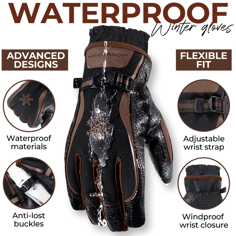 HANDLANDY Winter Work Gloves for Men Women, 3M Thinsulate Insulated, Waterproof Thermal Touchscreen Warm Grip Gloves for Cold Weather, Skiing, Snowboarding, Hiking 8040