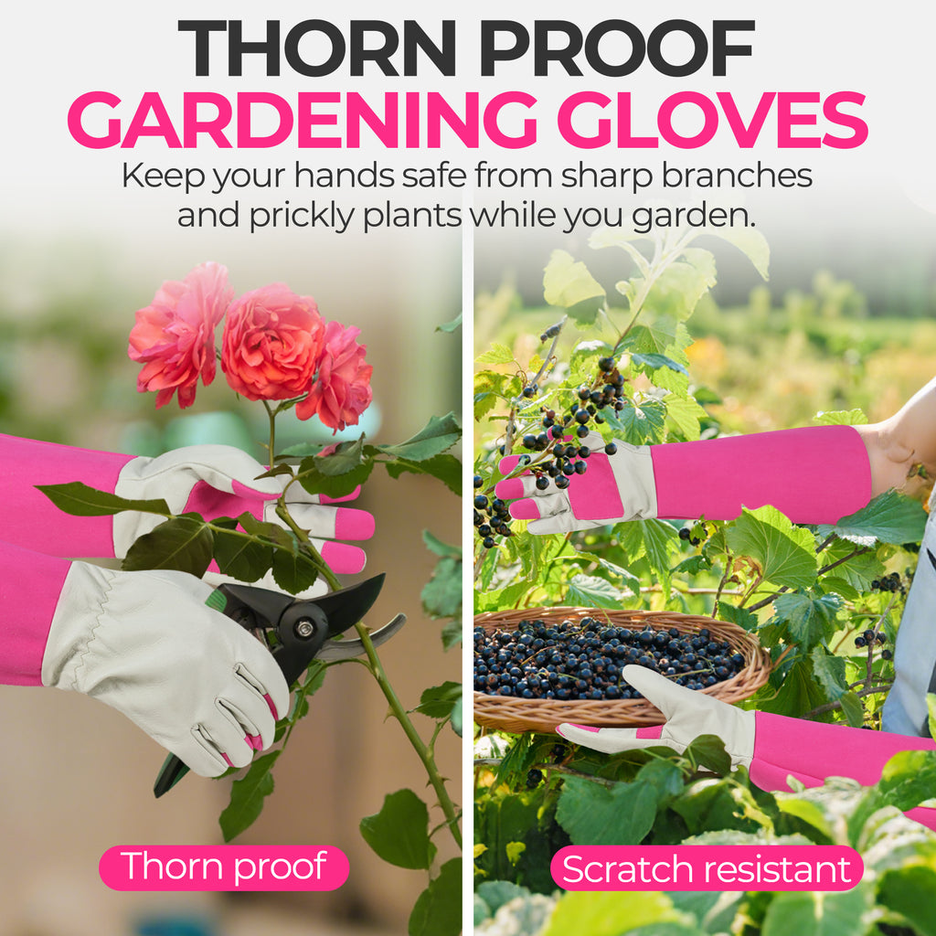 extra long gardening gloves Handlandy Pruning Gardening Gloves Extra Long Pigskin Leather 5067