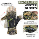 HANDLANDY Cold Winter Weather Fishing Gloves for Men and Women,Fingerless Gloves Convertible Flip Top Mittens 833