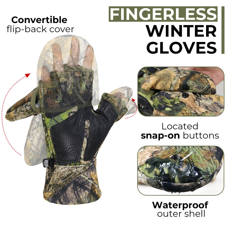 HANDLANDY Cold Winter Weather Fishing Gloves for Men and Women,Fingerless Gloves Convertible Flip Top Mittens 833