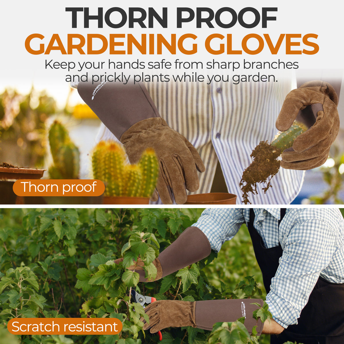 auntie pricker gardening gloves HANDLANDY Pruning Gloves Long for Men & Women, Pigskin Leather Ros