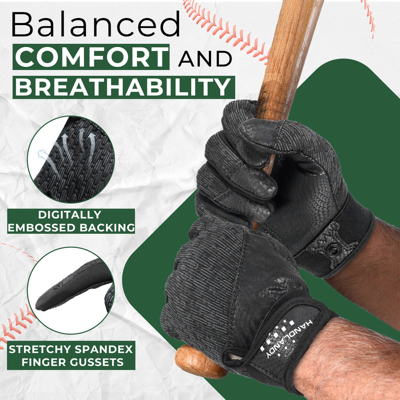 HANDLANDY Baseball Batting Gloves for Adult Youth, Grip Breathable Softball Batting Gloves Fit Men Kids Boys Girls 836