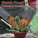 HANDLANDY Long Gardening Gloves for Men Women, Thorn Proof Rose Pruning Leather Gardening Weeding Yard Gauntlet Glove, Best Gardener Gift 5209