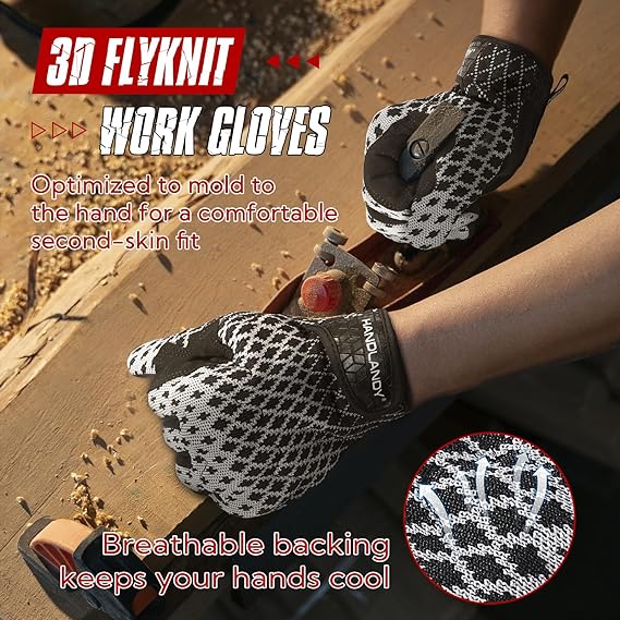 HANDLANDY Grip Work Gloves 3D Flyknitting Touchscreen Working 6248