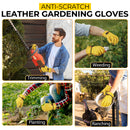 HANDLANDY Leather Work Gloves for Men & Women, Reinforced Durable Garden Gloves, Cowhide Working Glove for Gardening, Landscaping, Yard Work & Driving 1211/12123