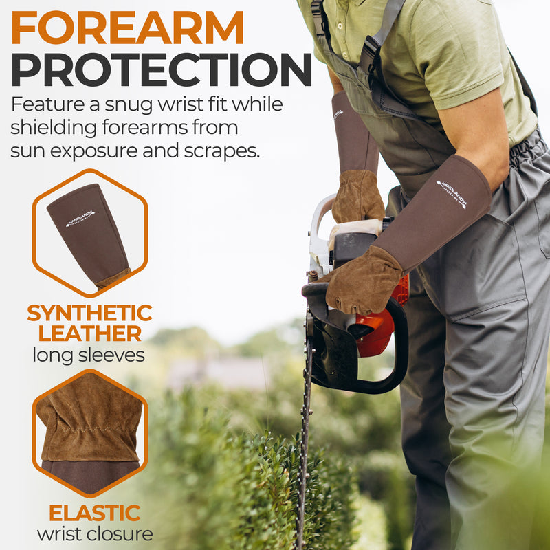HANDLANDY Pruning Gloves Long for Men & Women, Pigskin Leather Ros